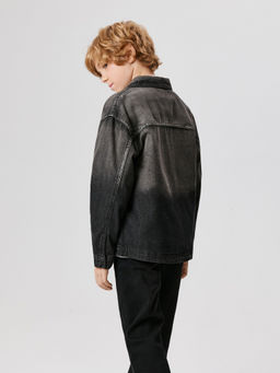 ACOOLA / Сорочка верхняя джинсовая детская для мальчиков Uti черно-серый фото 6