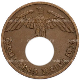 Монета 1 рейхспфенниг 1938 года A Германия