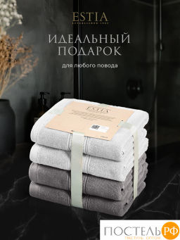 ESTIA МАРТОС бел/св-сер К-т полотенец 50х80-2/50х80-2, 100% хлопок, 500 г/м2  фото 8