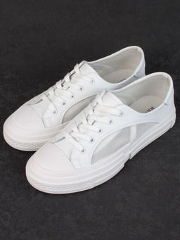 05-PDXL46-1 WHITE Кроссовки женские (натуральная кожа)