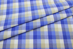 Вареный (стираный) хлопок Клетка (1.6*1.6см) цв.василек/телесно-оливковый, ш.2.5м, хл-100% - Купава фото 2
