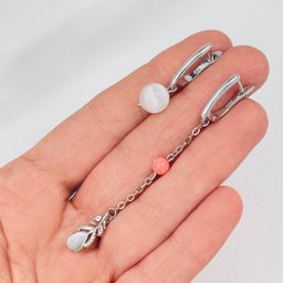 Серьги из Селенита и Коралла