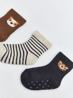 Desenli Erkek Bebek Soket ?orap 3l?