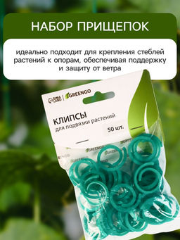 Скрепки садовые для подвязки растений, в наборе 50 шт., пластик, зелёные, Greengo фото 5