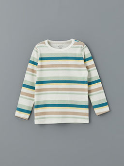 Bisiklet Yaka ?izgili Erkek Bebek Pijama Tak?m?