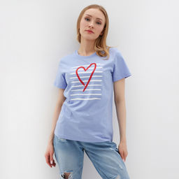 Футболка женская Let&apos;s go, голубая, размер 50