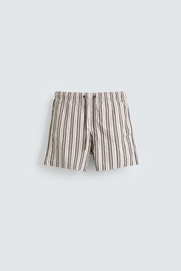 STRIPED MID-LENGTH SWIMMING TRUNKS