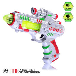 Пистолет Бластер, свет и звук, работает от батареек