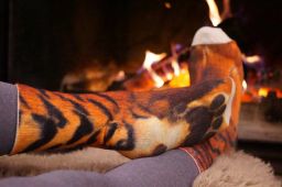 Slim Тонкие шерстяные носки Серия лапы. Тигр