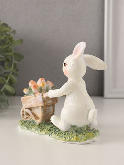 Фигурка полистоун Кролик везет тележку с тюльпанами, 13.5?6?12 см