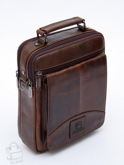 Сумка мужская кожаная 604M brown Fuzhiniao в Новосибирске