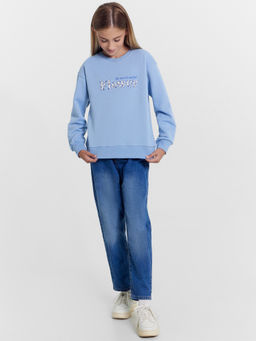 Свитшот для девочек в пыльно-голубом цвете с печатью - Mark formelle фото 3