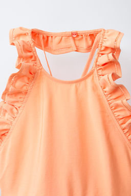 VESTIDO VOLANTE ENTREDOS / Naranja - Zara фото 3