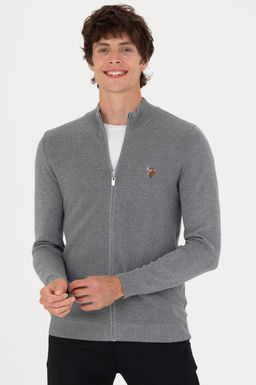 U. S. Polo Assn / Мужской серый меланжевый базовый трикотажный кардиган - U.s. polo assn фото 15