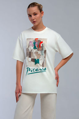 Арт. 31124 Футболка женская оверсайз 44-52 (5 шт) Цвет:молочный - Калинка фото 7