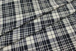 Фуле Клетка цв.чернильно-черный/сливочный, ш.1.45м, хлопок-100%, 160гр/м.кв - Купава фото 5