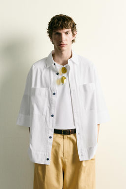 CAMISA BOXY FIT RAYAS / Blanco - Zara фото 2