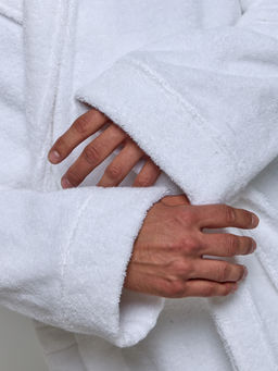 Махровый халат с рукавом покроя реглан унисекс однонитка белый МЗ-26 (1)