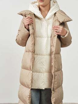 Пальто пуховик 32005 бежевый