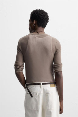 SEMI-SHEER RIBBED T-SHIRT - Zara фото 3