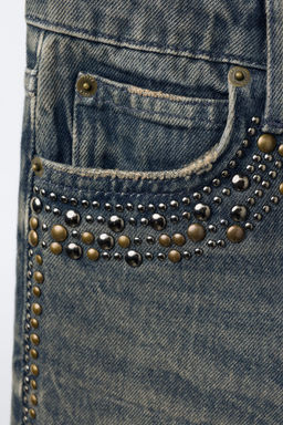 WIDE-LEG JEANS WITH STUDS - Zara фото 3