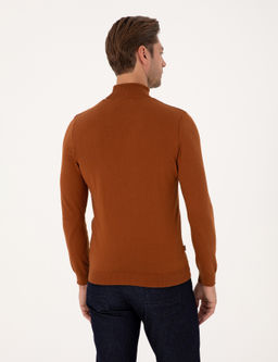 Kahverengi Slim Fit Bal_k__ Yaka Basic Triko Kazak - Pierre cardin фото 5