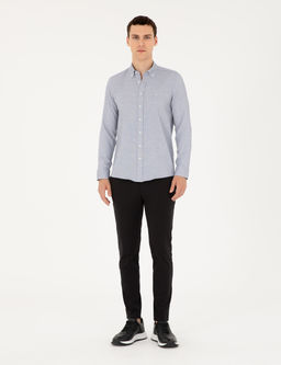 Lacivert Slim Fit Uzun Kollu G_mlek