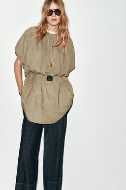 VESTIDO CORTO EFECTO ANTE / Tostado - Zara фото 5