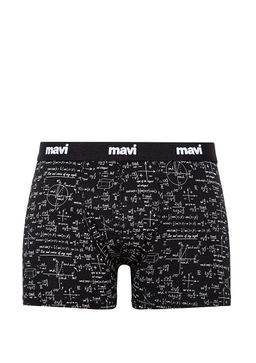 Bask?l? Siyah Boxer