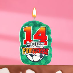 Цена за 3 шт. Свеча для торта «С Днем рождения»,14 лет, футбол, 6.5 см