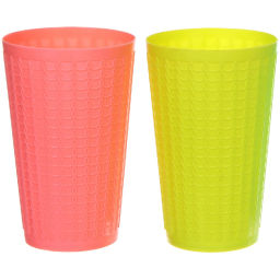 Цена за 2 шт. Стакан пластиковый 500мл "Плетение" в наборе 4шт, микс цветов