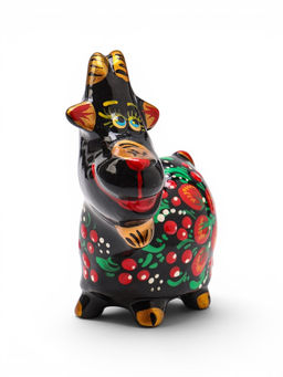 Сувенир фарфоровый «Коза Дереза» 6.5×8×4.5 см, хохлома