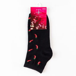 Цена за 2 шт. Носки женские «Перцы», цвет чёрный, размер 23-25