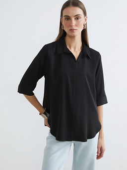 G?mlek Yaka Saten Bluz