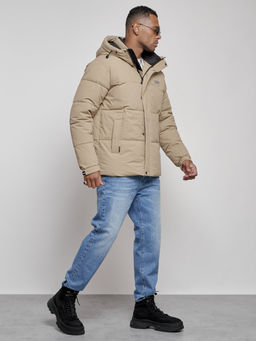 Куртка молодежная мужская зимняя с капюшоном бежевого цвета 8356B - Wonderrman фото 4