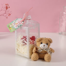 Набор подарочный Мишка беж с бантом, мыльные красные розы 5 шт., роса, 7?7?12 см - Simaland фото 6