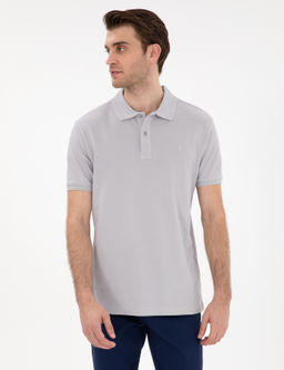 A__k Gri Slim Fit K_vr_lmaz Polo Yaka Basic Ti__rt