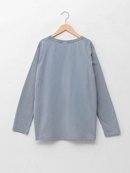 Bisiklet Yaka Bask?l? Uzun Kollu Erkek ?ocuk Ti??rt - Waikiki фото 2