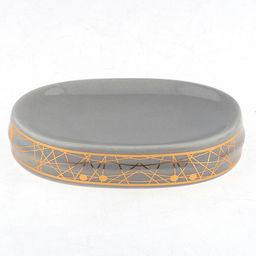 Набор для ванной "Золотые нити" 4 предмета: дозатор для мыла 360мл, д6,4см, h12,3см, основание д7,8см; мыльница 12х8х2,6см; стакан для зубных щеток с разделителем 350мл, д6,6см, h11см, основание д8см, стакан 350мл, д6,6см, h10,3см, основание д8см; фу