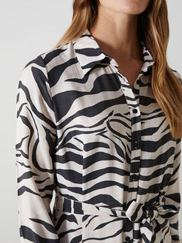 Zebra Desenli Kad?n G?mlek Elbise