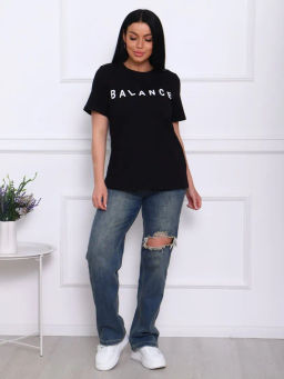 Баланс(чёрный) футболка жен. , 95% хлопок, 5% лайкра