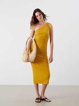 Tek Omuz B?zg?l? Bodycon Elbise