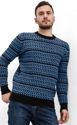 Джемпер мужской в полоску F310-0501 синий