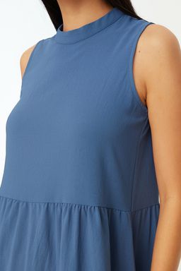 TRENDYOLMILLA Kahverengi Shift/Duz Kesim Dik Yaka Midi Dokuma Elbise TWOSS20EL1864 фото 10