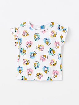 Bisiklet Yaka Daisy Duck Bask?l? K?z Bebek Ti??rt