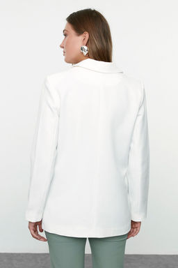 Beyaz Regular Astar Detayl? Dokuma Blazer Ceket TWOAW20CE0316