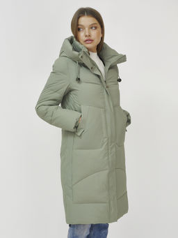 Куртка зимняя с капюшоном удлиненная стеганная зеленого цвета 9650Z - Mtforce фото 15