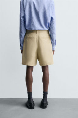 COTTON-LINEN BERMUDA SHORTS WITH BELT - Zara фото 3