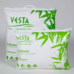 Подушка стёганная 50х70 см, бамбуковое волокно, ткань глосс-сатин, п/э 100% - Vesta фото 2