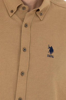 U. S. Polo Assn / Мужская базовая рубашка светло-хаки с длинным рукавом - U.s. polo assn фото 7